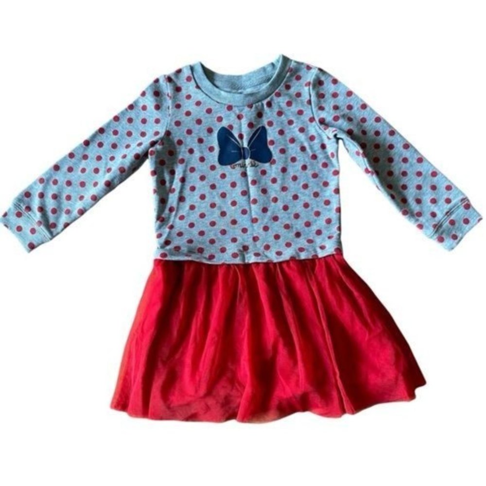 GAP DISNEY Sz 3T Minnie Mouse Long Sleeve Polka dot Red Tulle Dress